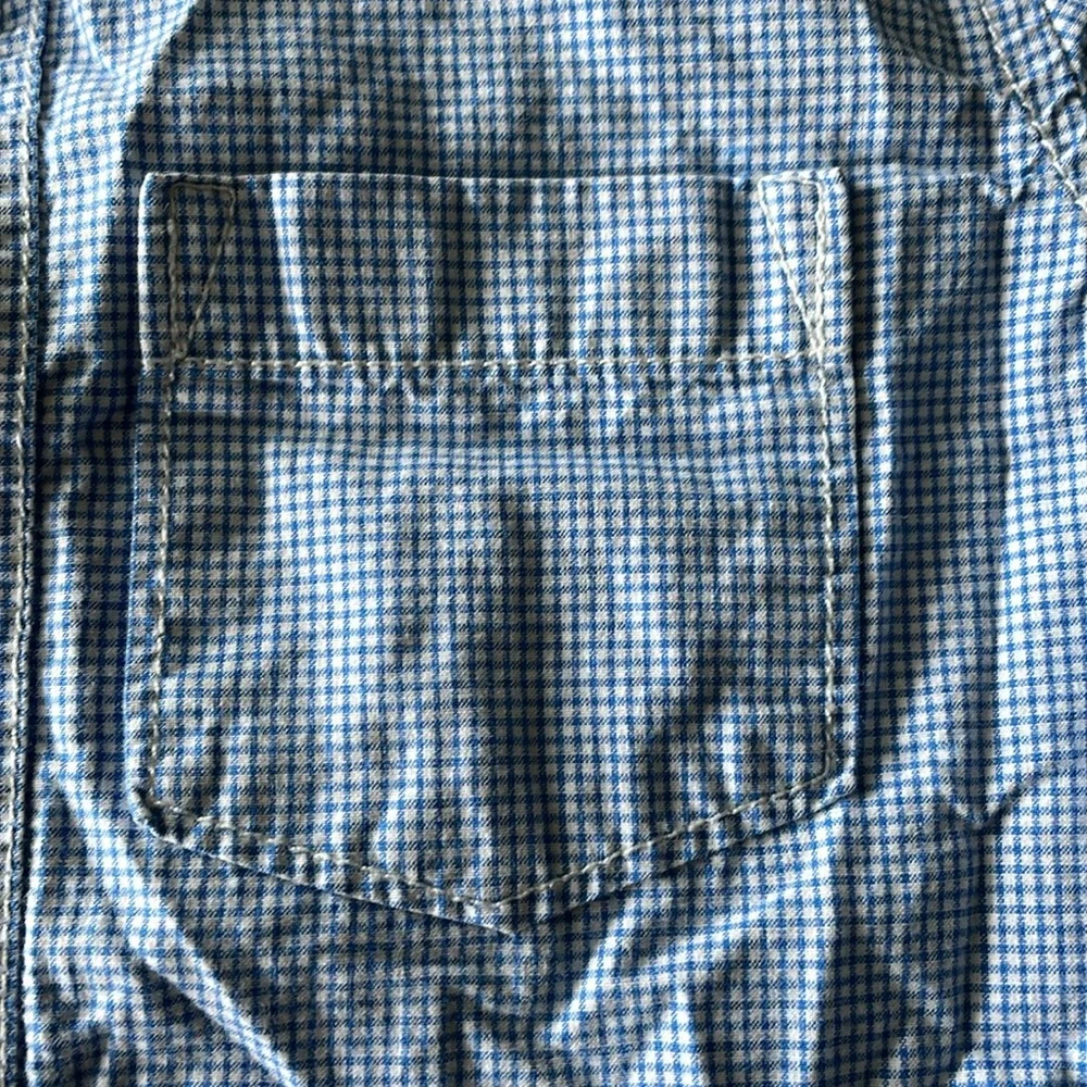 Baby Gap blue and white check button down long sleeve shirt 18-24M
